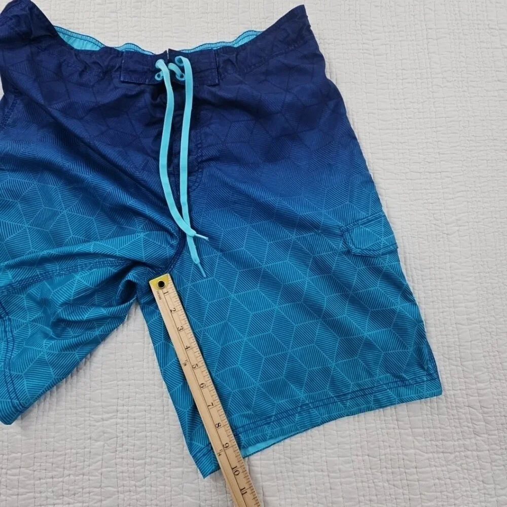 Speedo Lined Board Shorts Men's XL Blue Ombre‎ 1 Pocket Drawstring 10